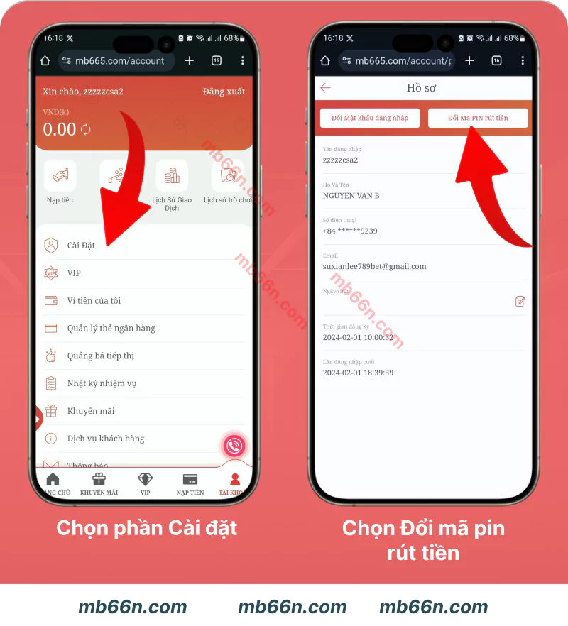 Hướng dẫn đổi mã pin rút tiền MB66 Hướng dẫn đổi mã pin rút tiền MB66